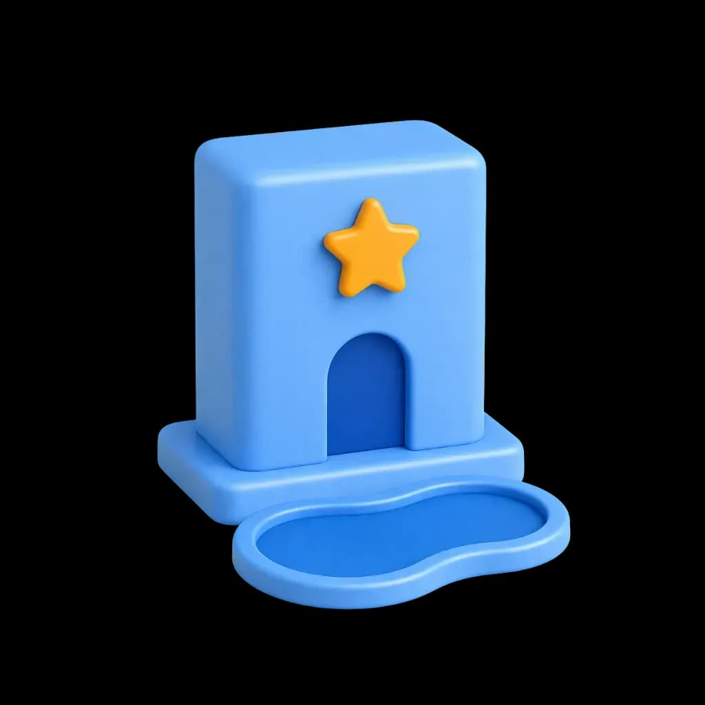  3D иконка отеля с бассейном