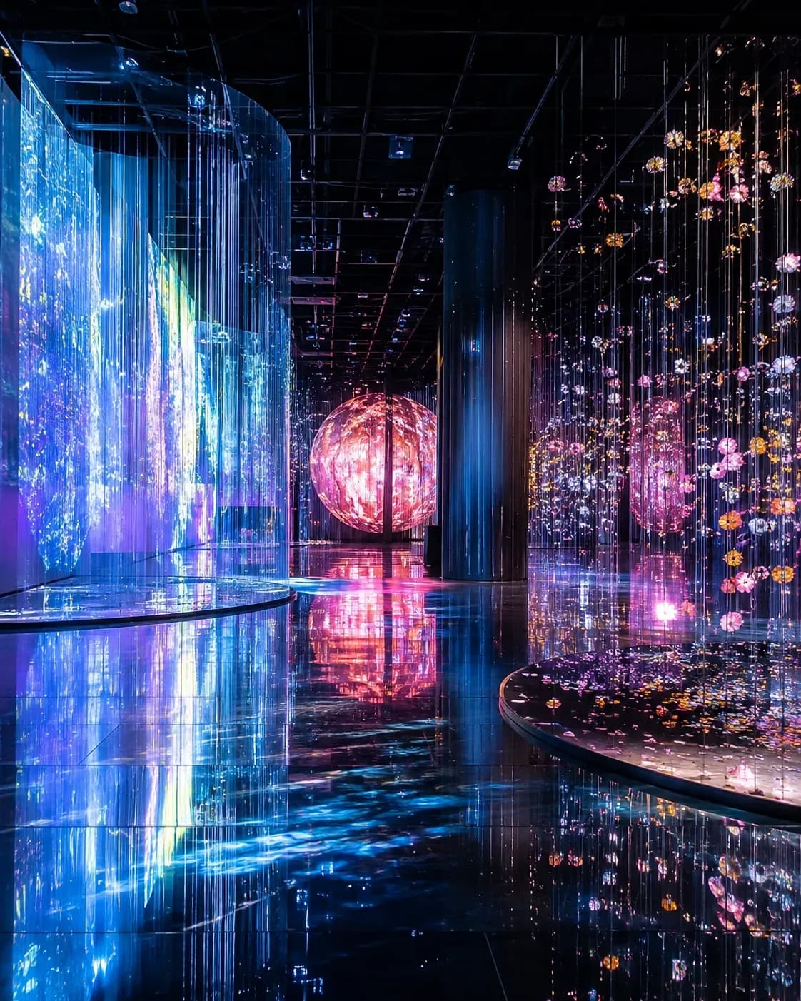 Световая инсталляция в музее teamLab Planets в Токио