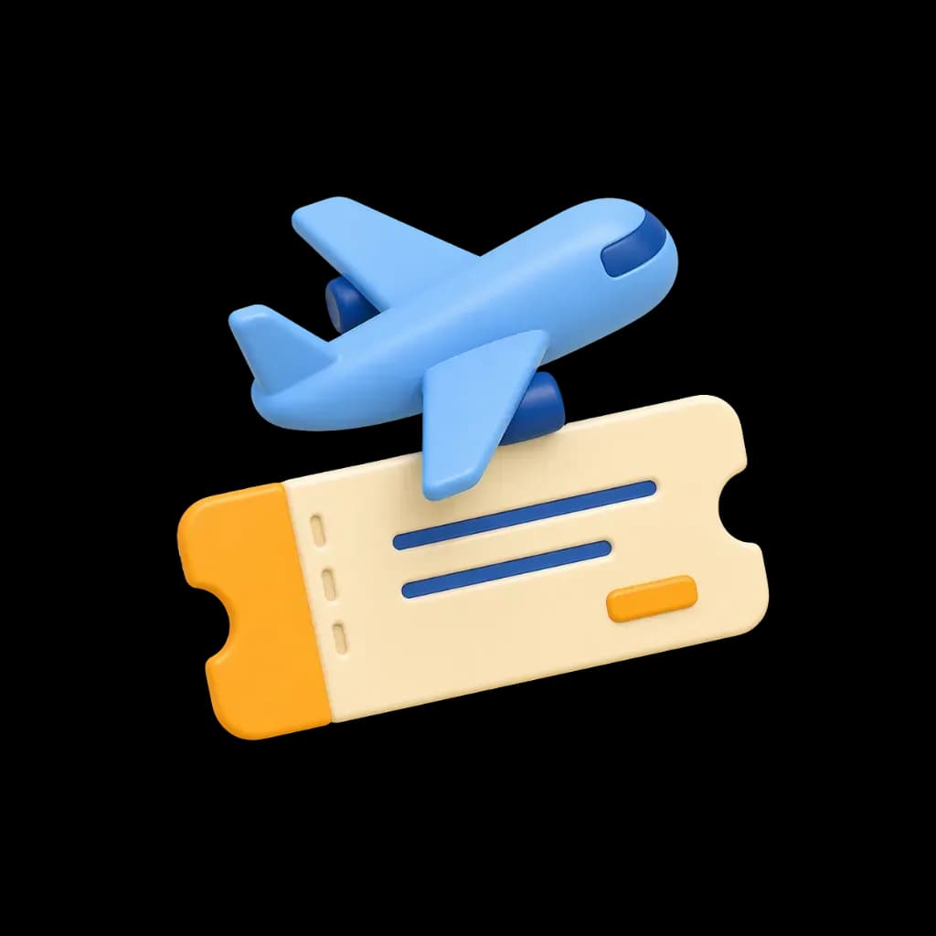 3D иконка самолёта и билета