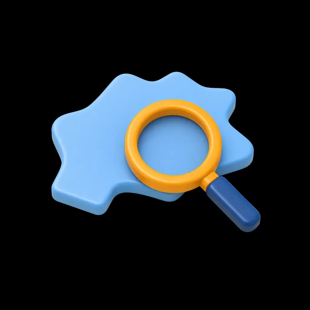 3D иконка лупы и карты