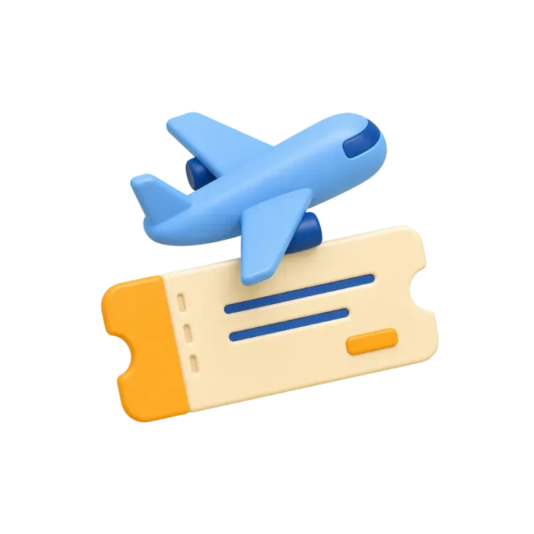 3D иконка самолёта и билета