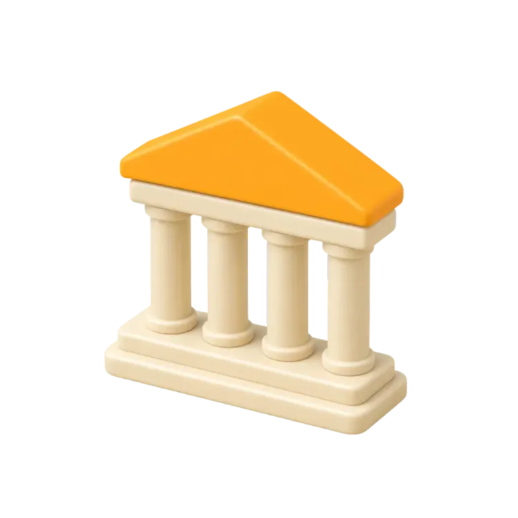 3D иконка здания с колоннами